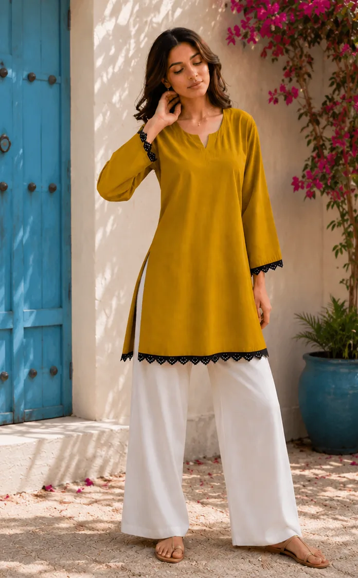 Mustard Yellow Straight Kurta women fashion summer wear