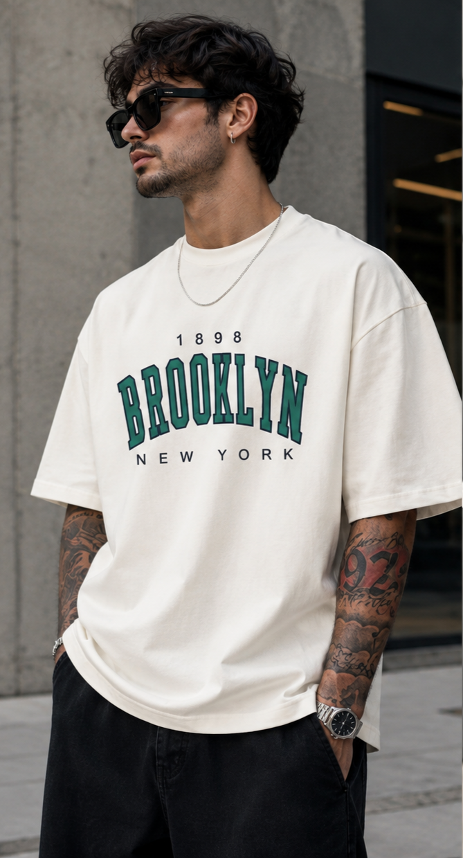 Men's Brooklyn New York Printed Regular Fit T-Shirt