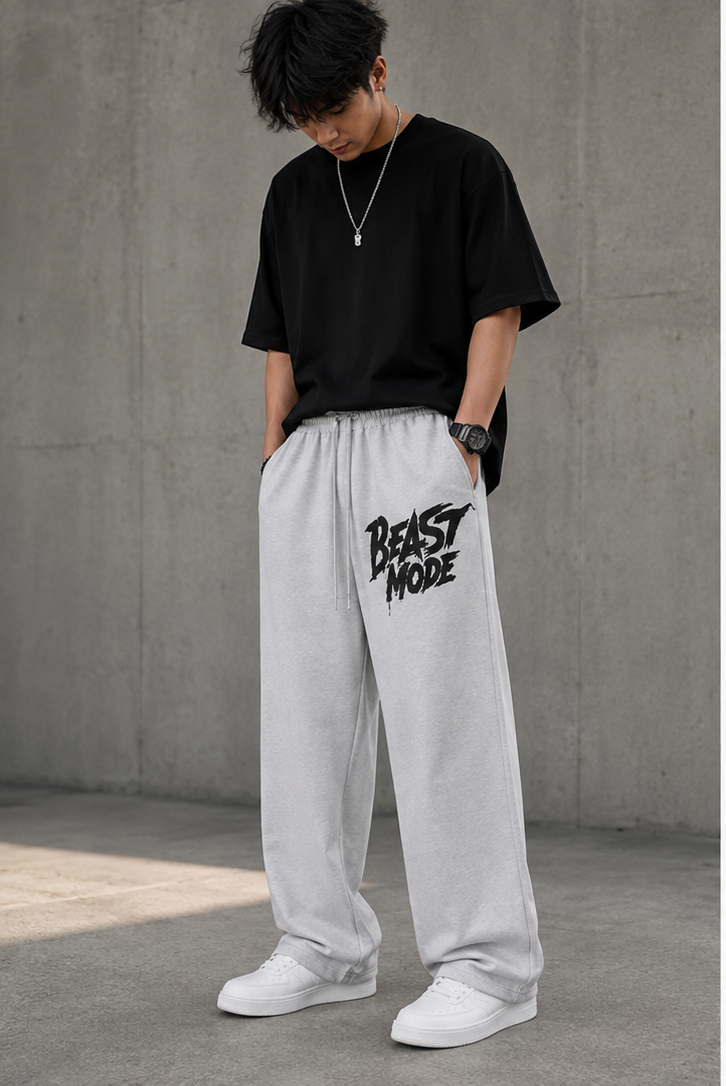 Men’s Cotton Blend Track Pants | Straight Fit Casual Jogger with Pockets