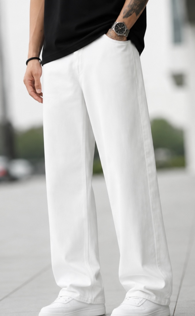 Men’s White Baggy Jeans | Relaxed Fit Denim